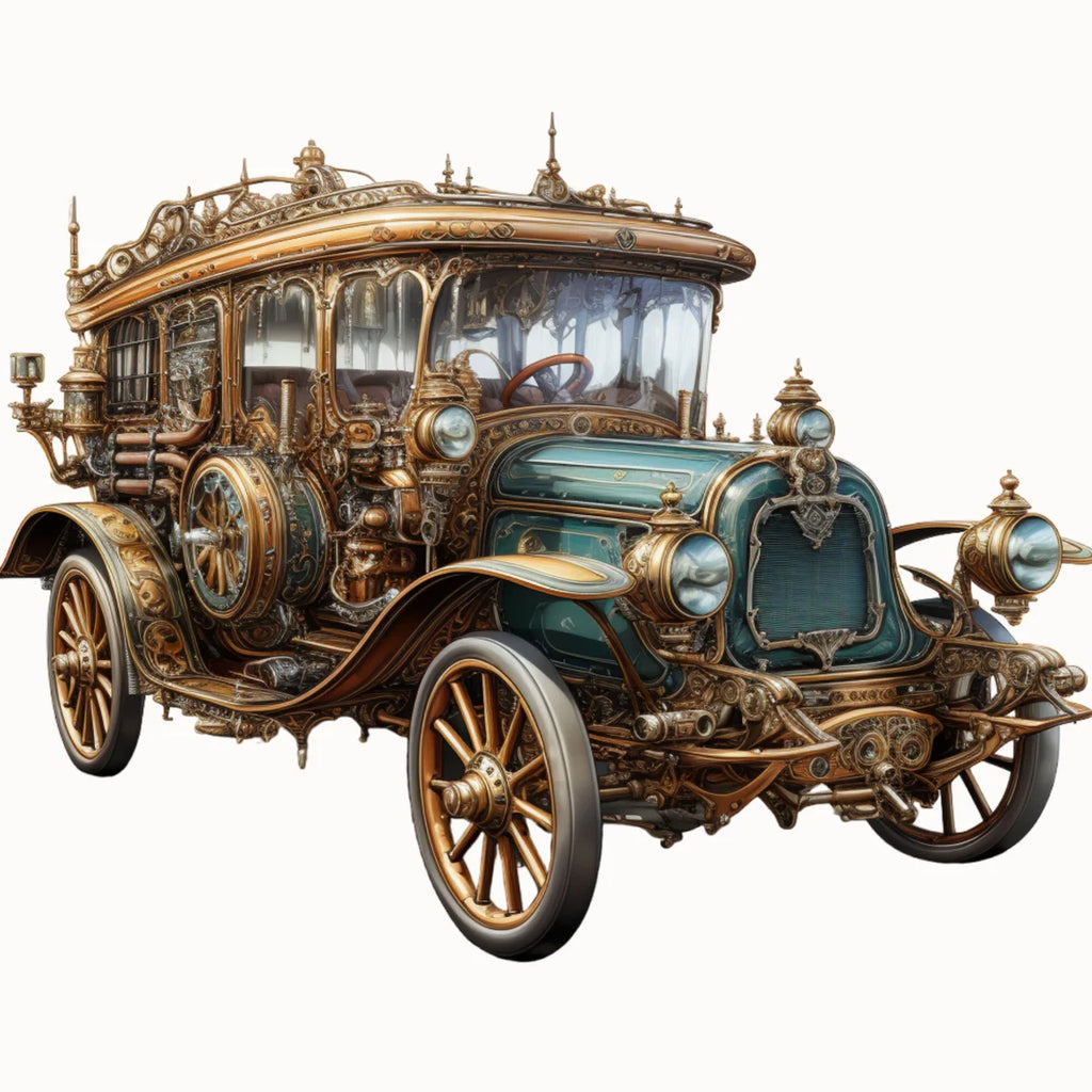 Wandbild Steampunk Oldtimer Autos 1 Kunstdruck auf Leinwand