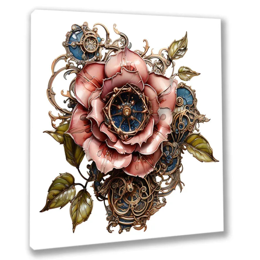 Wandbild Rosen 6 Steampunk Kunstdruck auf Leinwand direkt zum Aufhängen | Wandbild Galerie