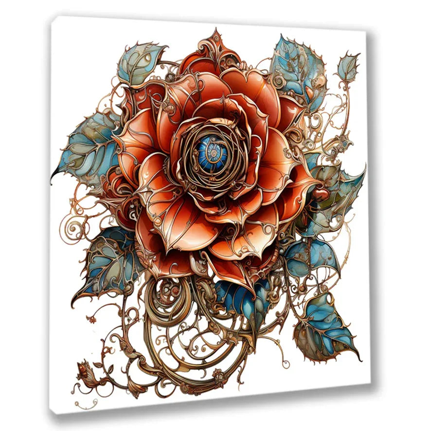 Wandbild Rosen 5 Steampunk Kunstdruck auf Leinwand direkt zum Aufhängen | Wandbild Galerie