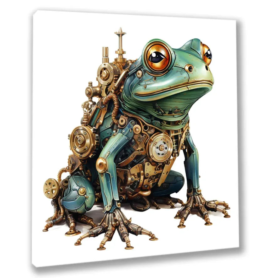 Wandbild Steampunk Frosch 4 Kunstdruck auf Leinwand direkt zum Aufhängen | Wandbild Galerie