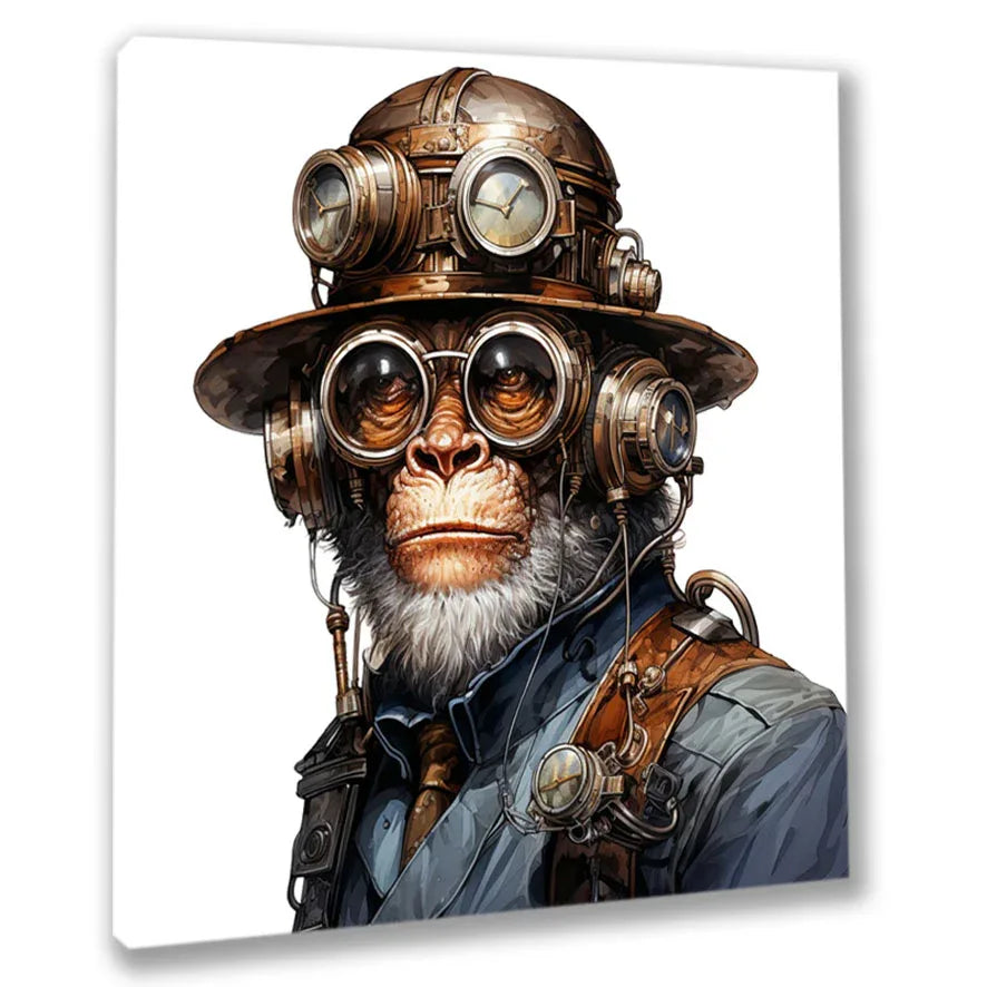 Wandbild Affe 4 Steampunk Leinwandbild auf Keilrahmen aus Holz | Wandbild Galerie
