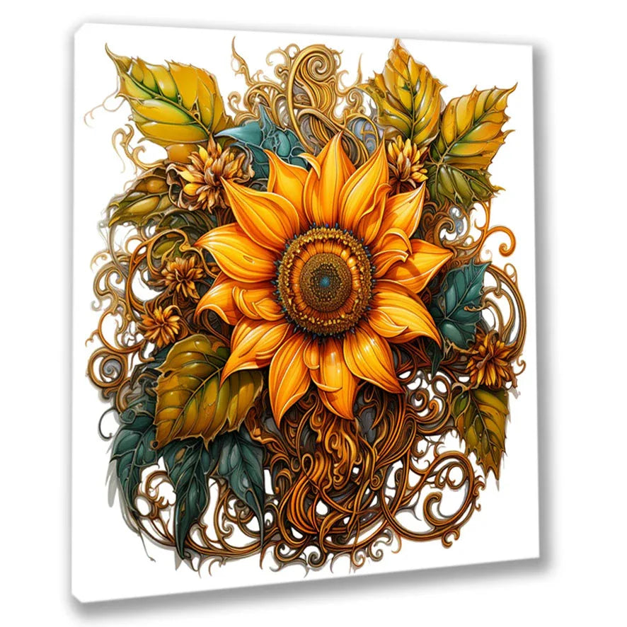Wandbild Sonnenblume 3 Steampunk Kunstdruck auf Leinwand direkt zum Aufhängen | Wandbild Galerie