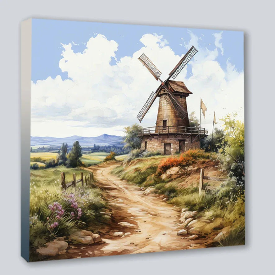 Wandbild Windmühle 5 Kunstdruck auf Leinwand direkt zum Aufhängen | Wandbild Galerie