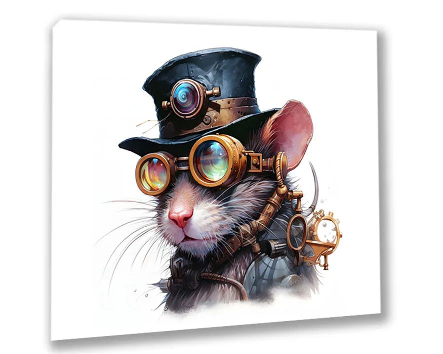 Wandbild Ratte 3 Steampunk Kunstdruck auf Leinwand direkt zum Aufhängen | Wandbild Galerie