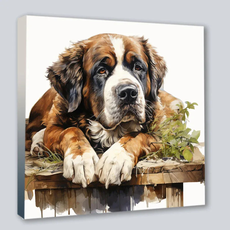 Wandbild Bernhardiner Hund 10 Kunstdruck auf Leinwand direkt zum Aufhängen | Wandbild Galerie