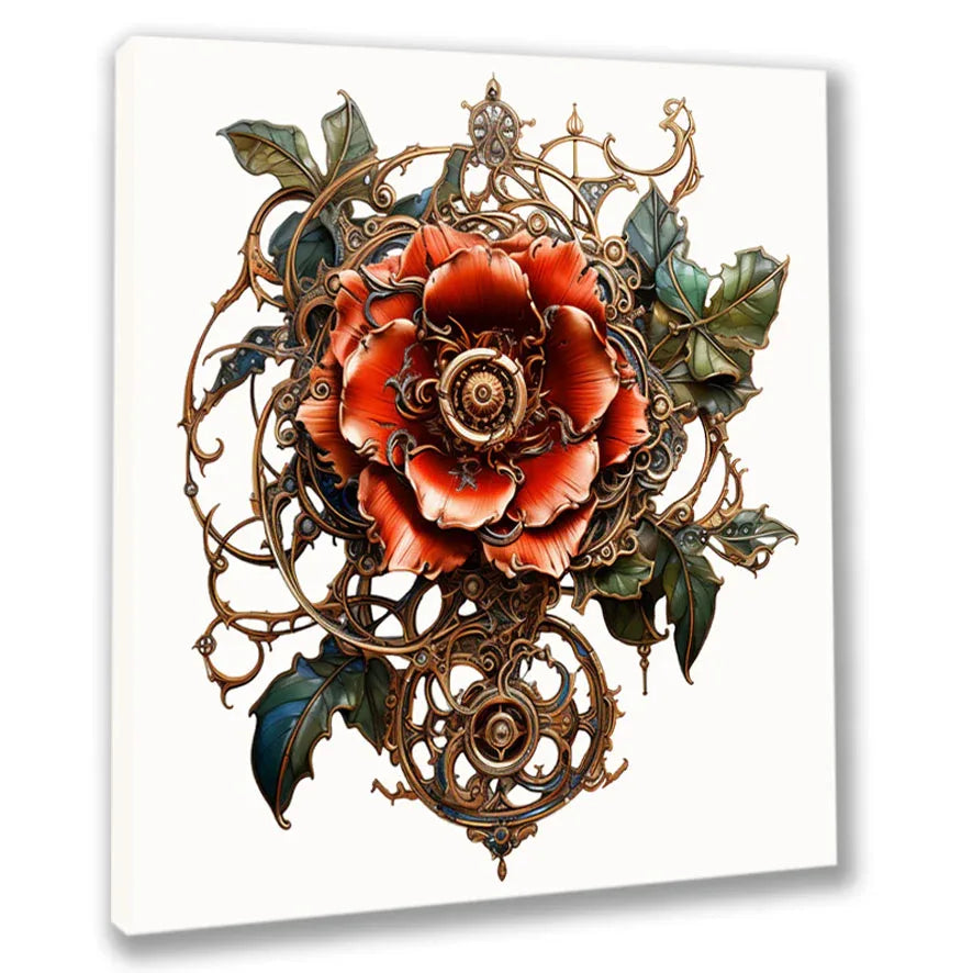 Wandbild Rosen 4 Steampunk Kunstdruck auf Leinwand direkt zum Aufhängen | Wandbild Galerie