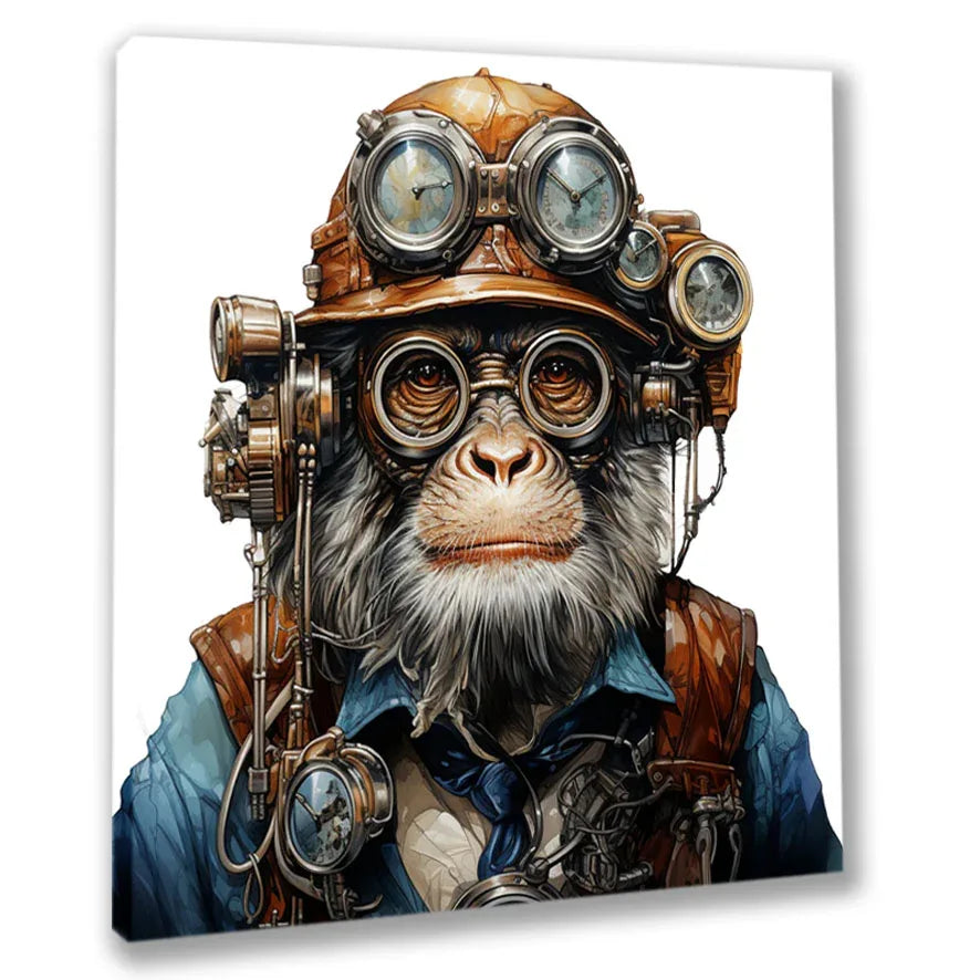 Wandbild Affe Steampunk Leinwandbild auf Keilrahmen aus Holz | Wandbild Galerie