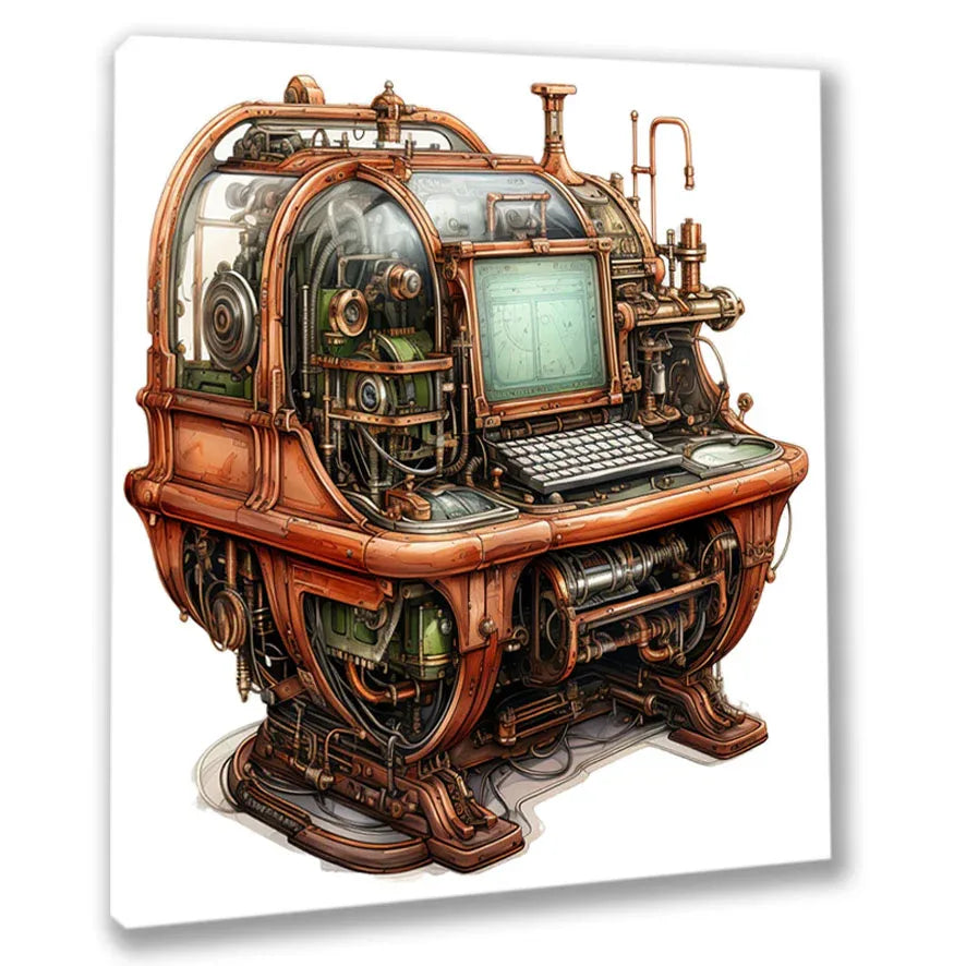 Wandbild Computer Steampunk 1 Kunstdruck auf Leinwand | Wandbild Galerie