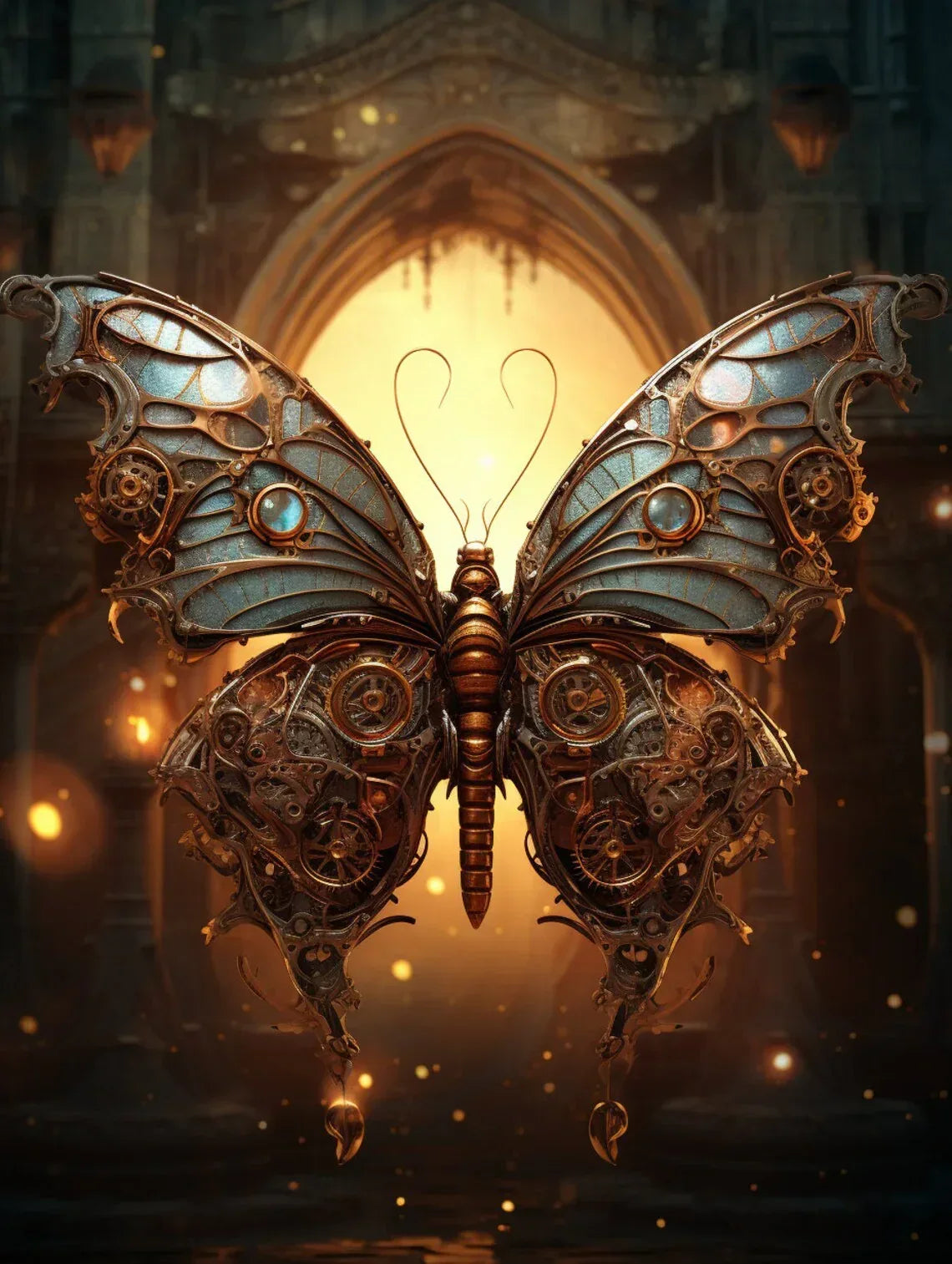 Wandbild Schmetterling Montage Steampunk Kunstdruck auf Leinwand | Wandbild Galerie