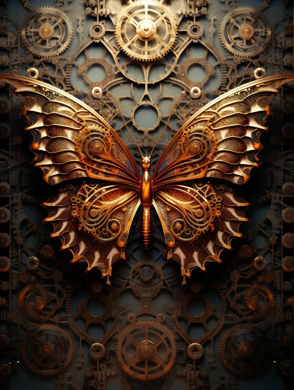Wandbild Schmetterling Montage Steampunk Kunstdruck auf Leinwand | Wandbild Galerie
