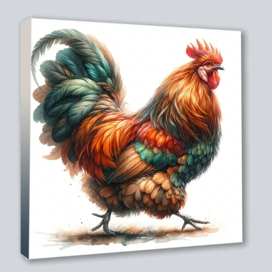 Hahn Cock 6 Kunstdruck auf Leinwand direkt zum Aufhängen | Wandbild Galerie