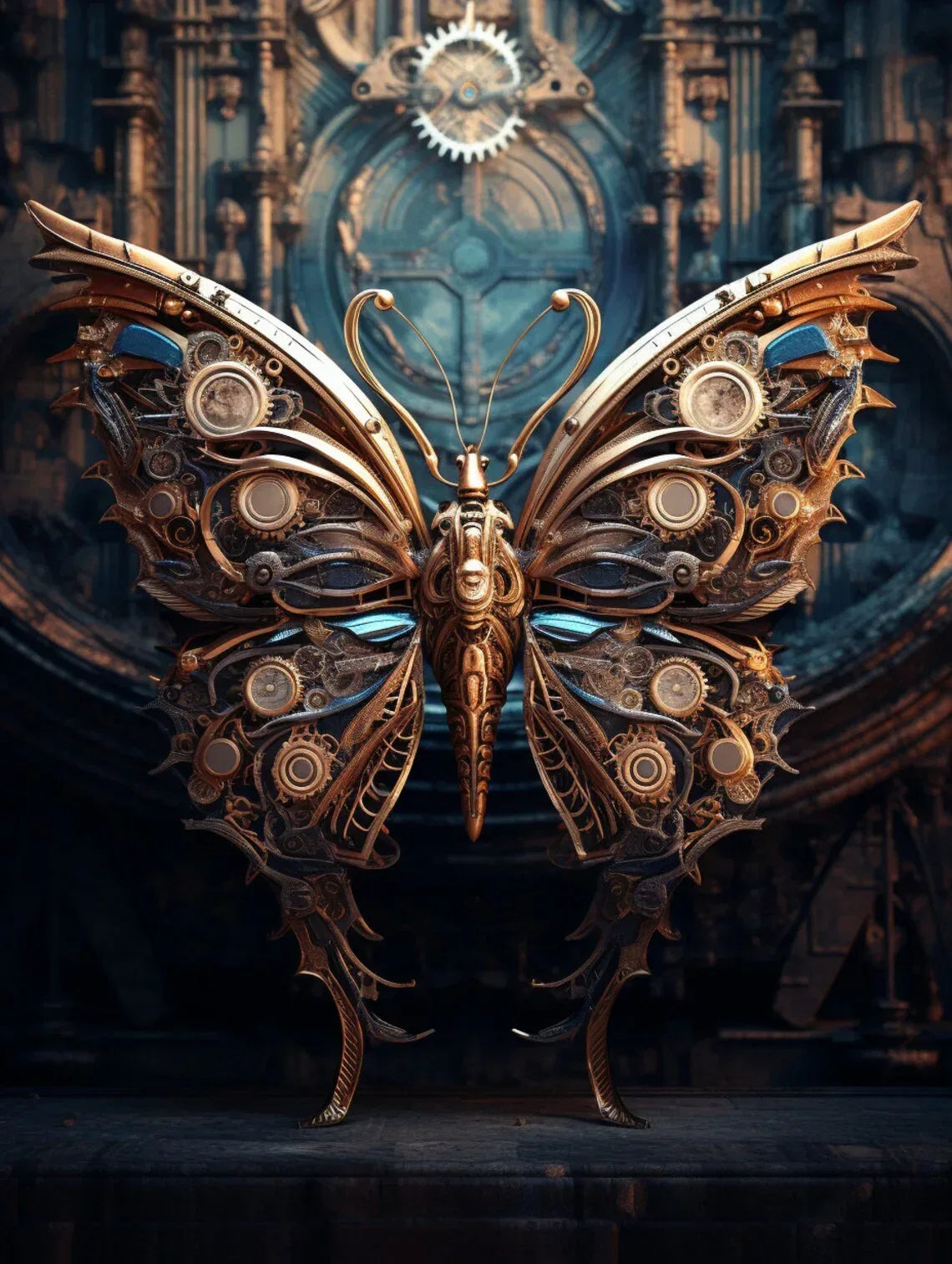 Wandbild Schmetterling Montage Steampunk Kunstdruck auf Leinwand | Wandbild Galerie