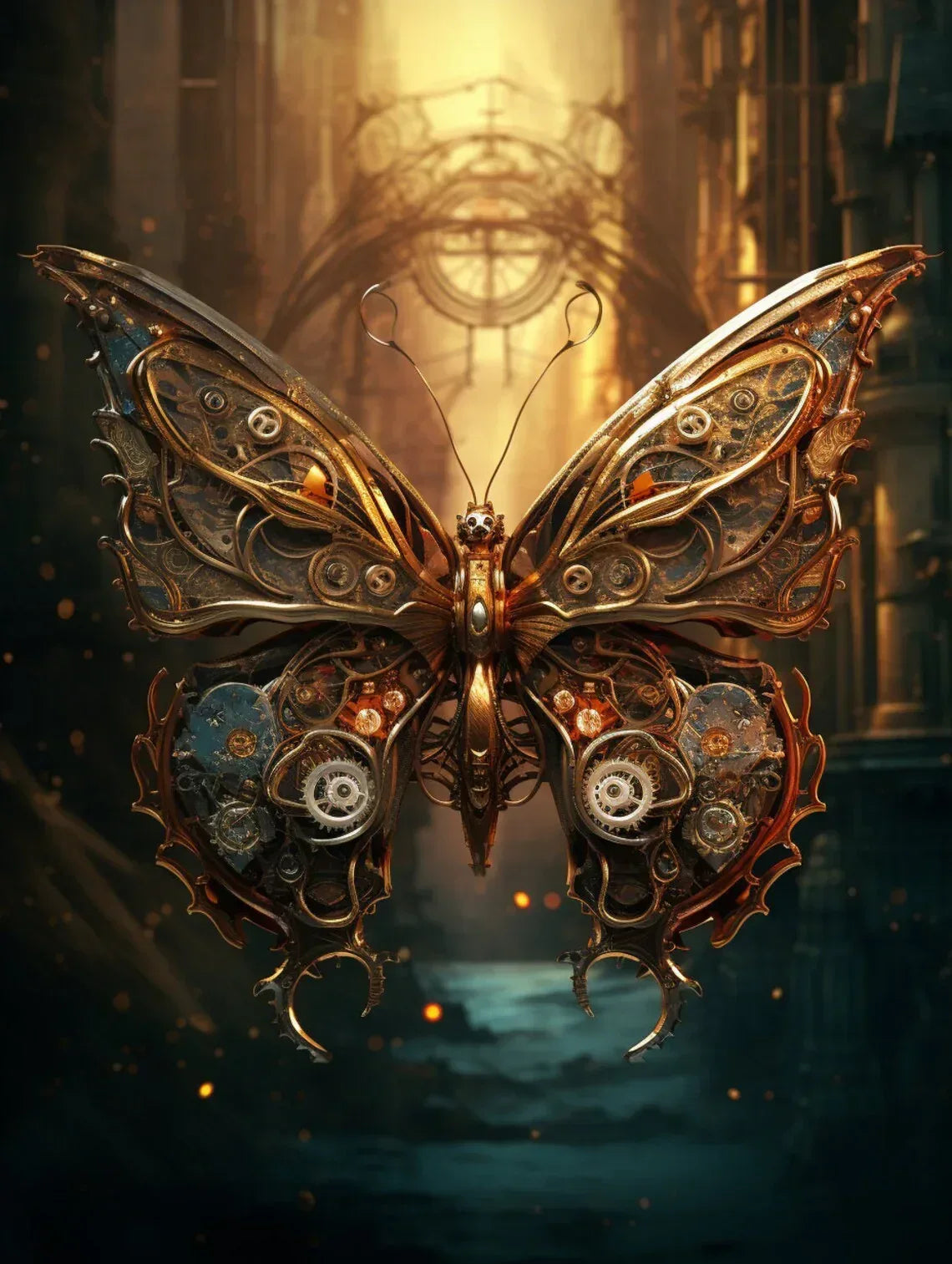 Wandbild Schmetterling Montage Steampunk Kunstdruck auf Leinwand | Wandbild Galerie