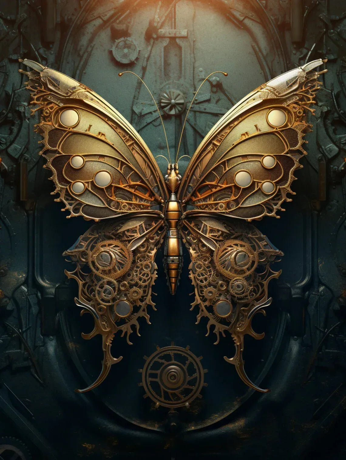 Wandbild Schmetterling Montage Steampunk Kunstdruck auf Leinwand | Wandbild Galerie