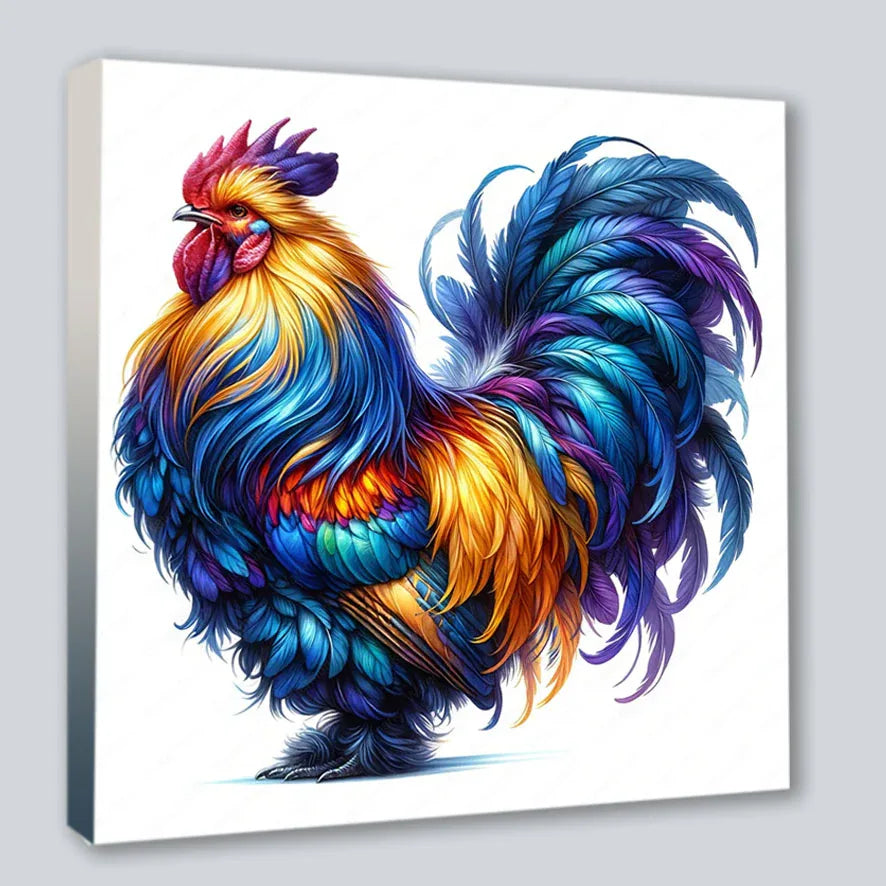 Hahn Cock 4 Kunstdruck auf Leinwand direkt zum Aufhängen | Wandbild Galerie