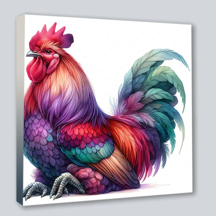 Hahn Cock 2 Kunstdruck auf Leinwand direkt zum Aufhängen | Wandbild Galerie
