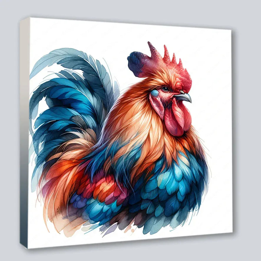 Hahn Cock 1 Kunstdruck auf Leinwand direkt zum Aufhängen | Wandbild Galerie