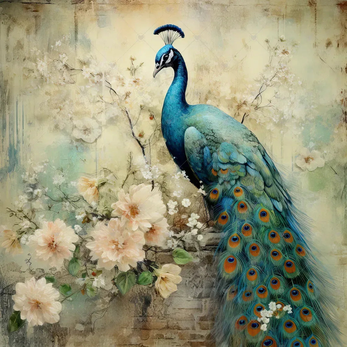 Wandbild Pfau Kunstdruck auf Leinwand direkt zum Aufhängen | Wandbild Galerie