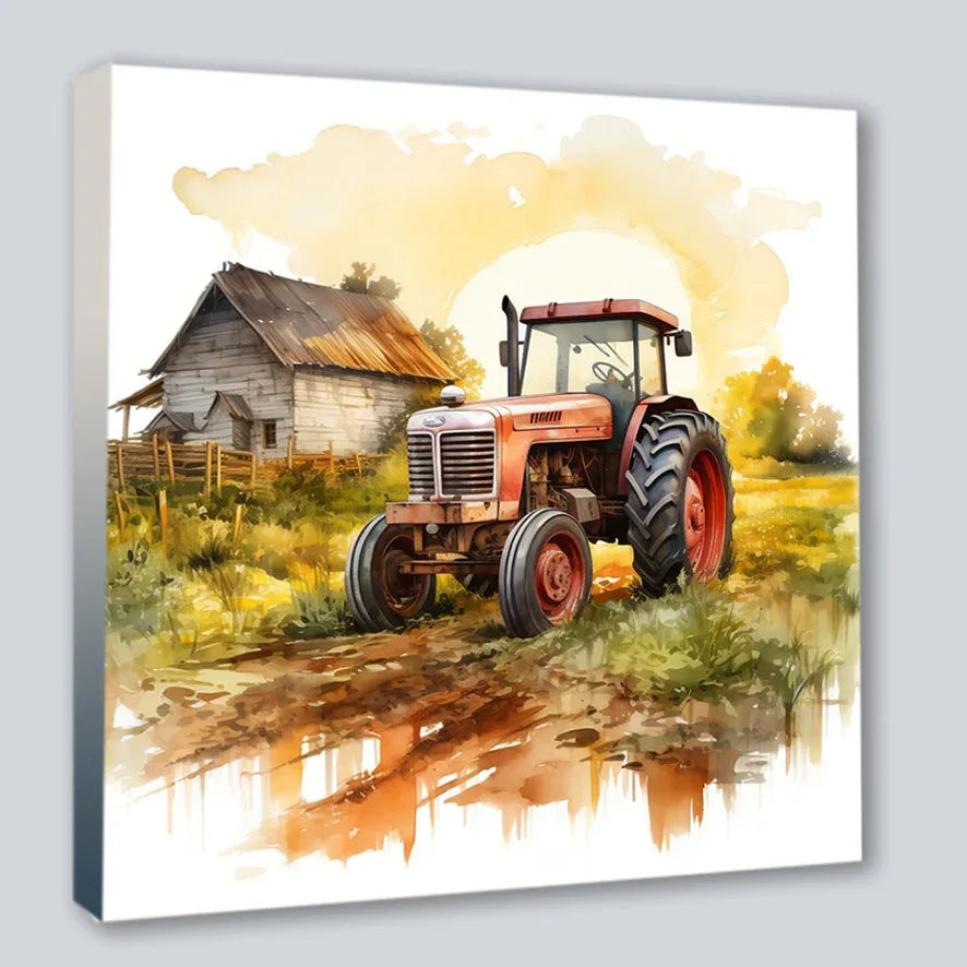 Wandbild Traktor alt 4 Kunstdruck auf Leinwand direkt zum Aufhängen | Wandbild Galerie