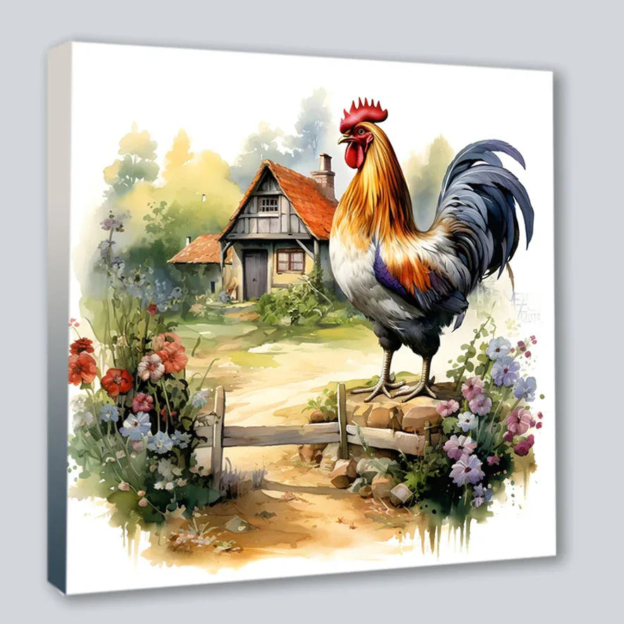 Hahn romantisch 5 Kunstdruck auf Leinwand direkt zum Aufhängen | Wandbild Galerie