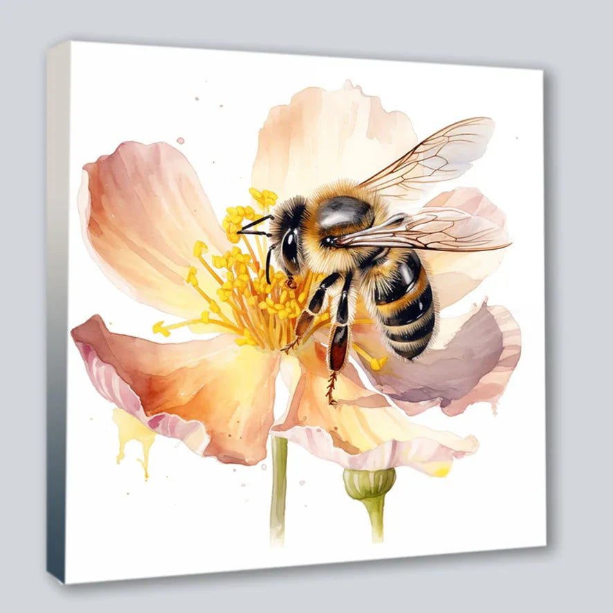 Wandbild Biene Hummel 7 Kunstdruck auf Leinwand direkt zum Aufhängen | Wandbild Galerie