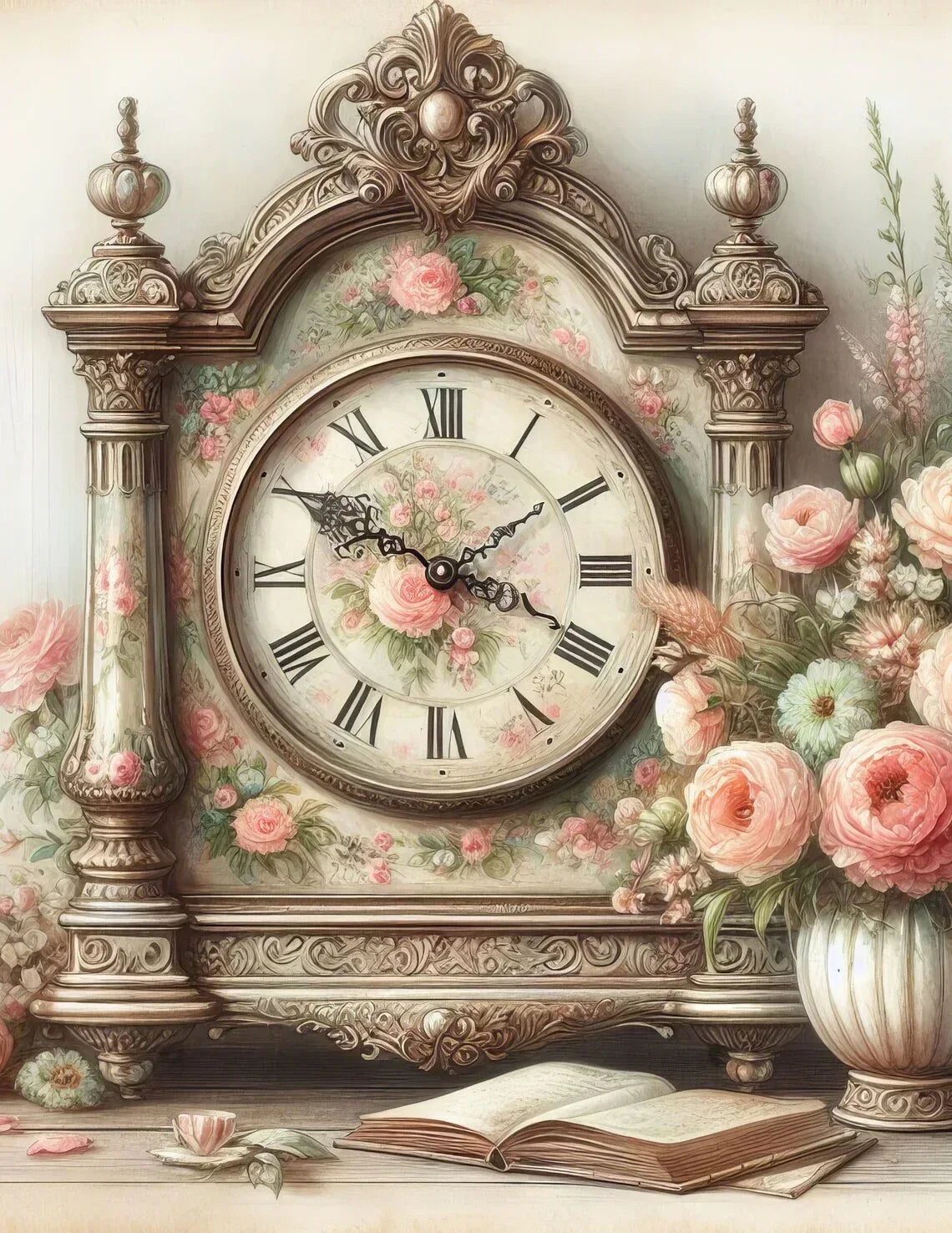 Wandbild Blumenuhr Kunstdruck auf Leinwand | Wandbild Galerie