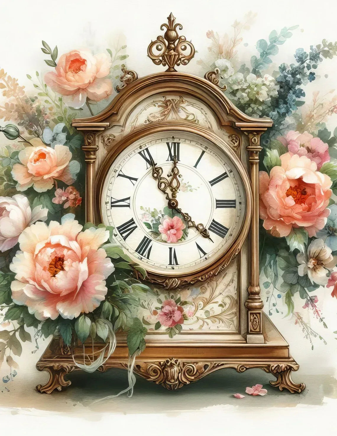 Wandbild Blumenuhr Kunstdruck auf Leinwand | Wandbild Galerie