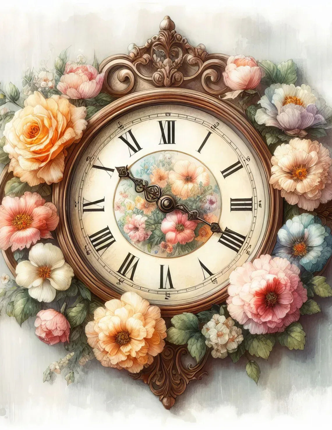 Wandbild Blumenuhr Kunstdruck auf Leinwand | Wandbild Galerie