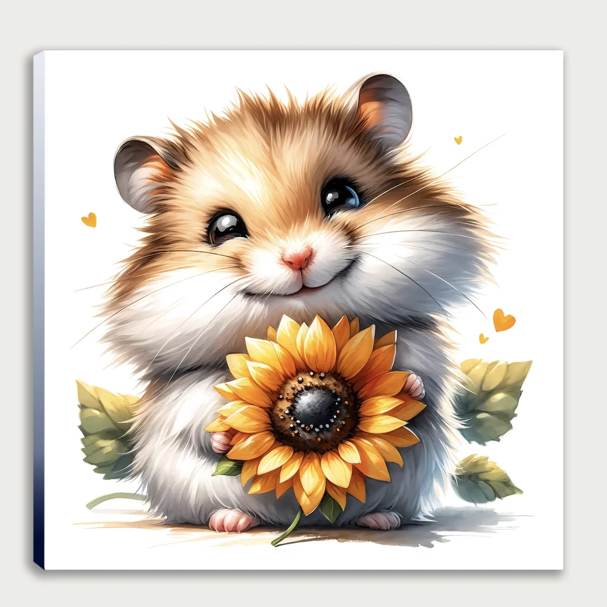 Hamster mit Sonnenblume 2 Wandbild Kunstdruck auf Leinwand | Wandbild Galerie