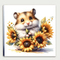 Hamster mit Sonnenblume 3 Wandbild Kunstdruck auf Leinwand | Wandbild Galerie