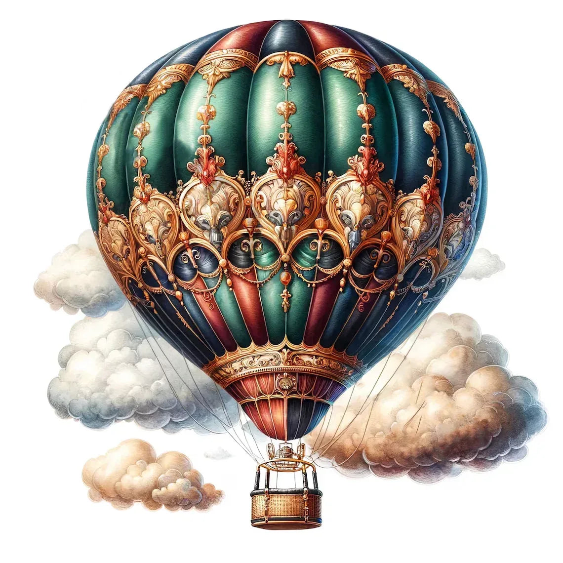 Wandbild Heissluftballon nostalgisch Kunstdruck auf Leinwand direkt zum Aufhängen | Wandbild Galerie