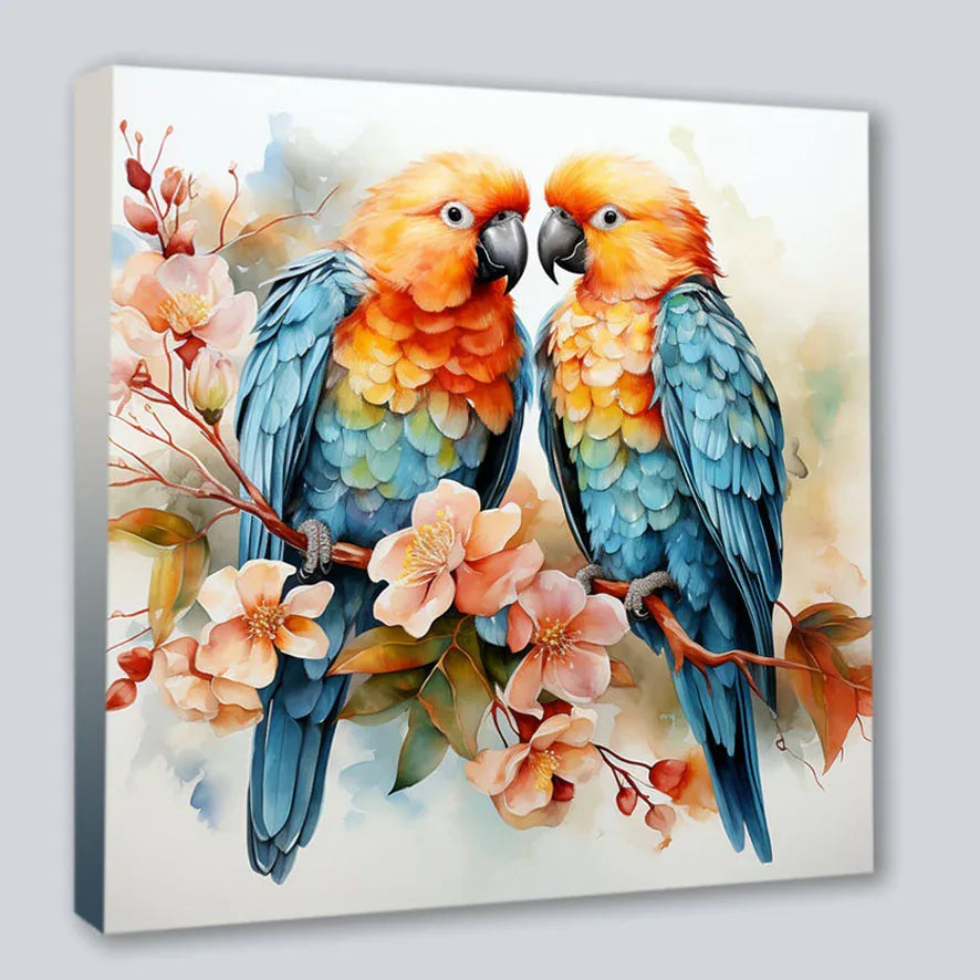 Wandbild Papagei 4 Kunstdruck auf Leinwand direkt zum Aufhängen | Wandbild Galerie