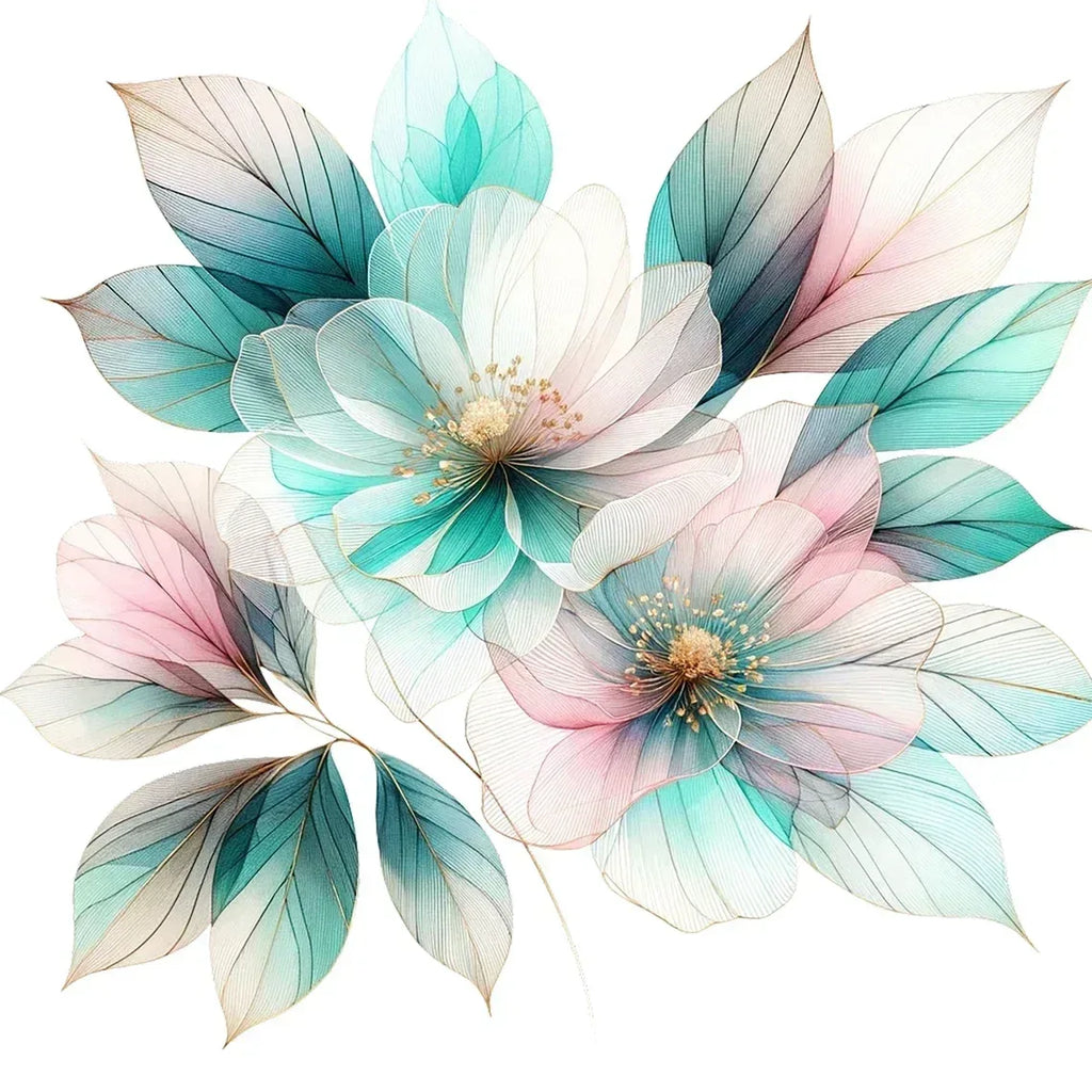 Blaue Blume 11 transparent Wandbild Kunstdruck auf Leinwand | Wandbild Galerie