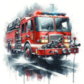 Wandbild Feuerwehrfahrzeug amerikanisch Kunstdruck auf Leinwand direkt zum Aufhängen | Wandbild Galerie