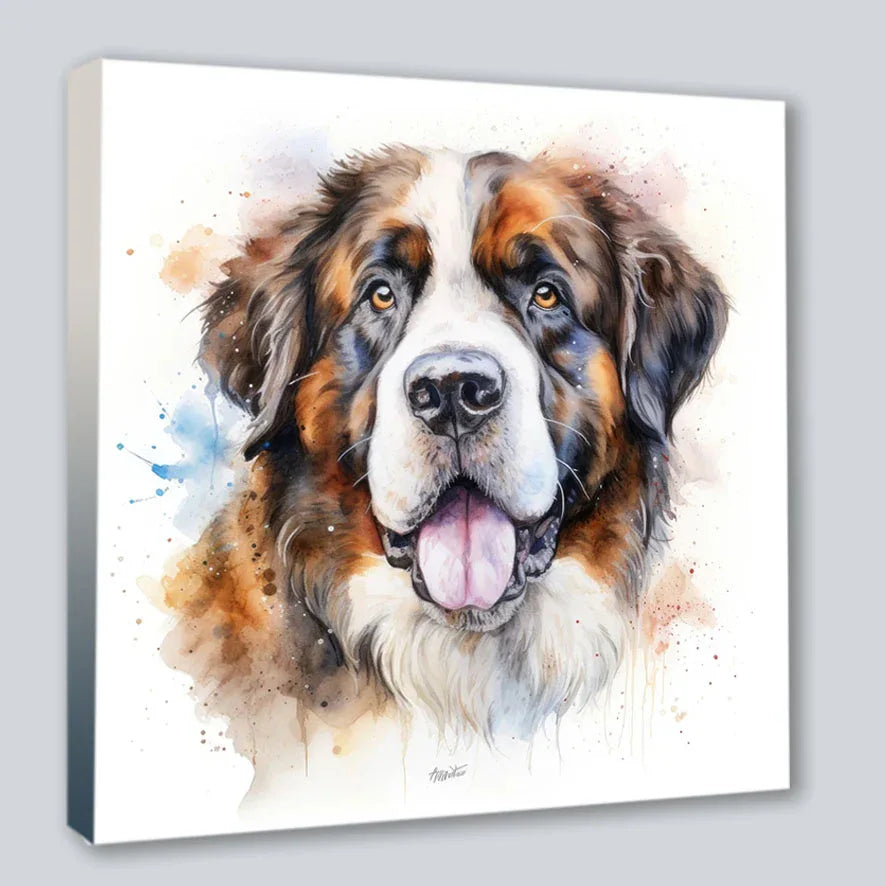 Wandbild Bernhardiner Hund 6 Kunstdruck auf Leinwand direkt zum Aufhängen | Wandbild Galerie
