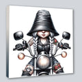 Wandbild Bikergirl Gnom 6 Kunstdruck auf Leinwand direkt zum Aufhängen | Wandbild Galerie