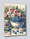Heidelbeeren und Blumen 5 Wandbild Kunstdruck auf Leinwand | Wandbild Galerie