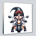 Wandbild Bikergirl Gnom 5 Kunstdruck auf Leinwand direkt zum Aufhängen | Wandbild Galerie