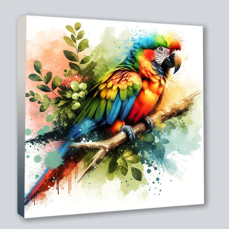 Wandbild Papagei 2 Kunstdruck auf Leinwand direkt zum Aufhängen | Wandbild Galerie