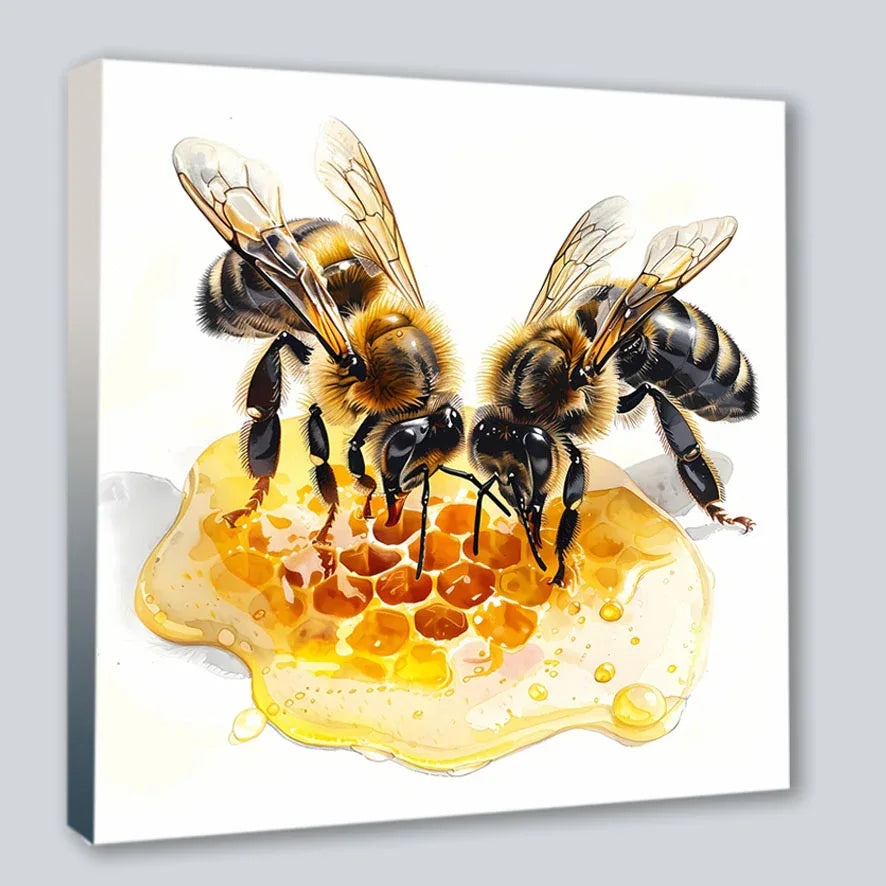 Wandbild Biene Hummel 3 Kunstdruck auf Leinwand direkt zum Aufhängen | Wandbild Galerie