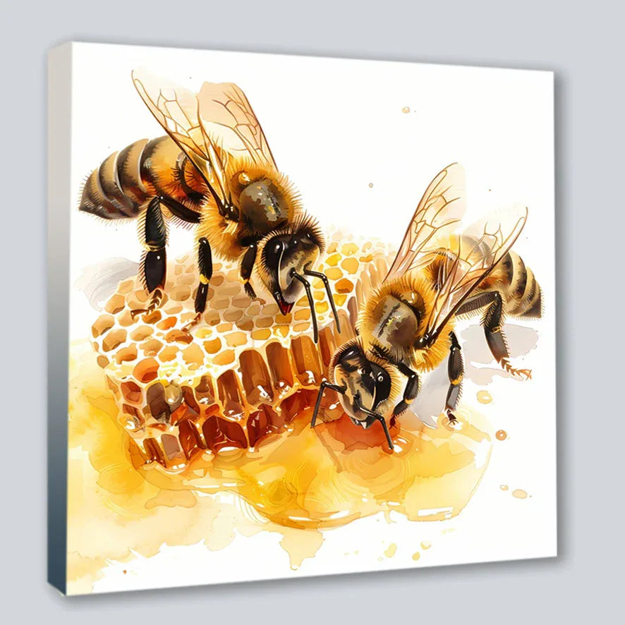 Wandbild Biene Hummel 2 Kunstdruck auf Leinwand direkt zum Aufhängen | Wandbild Galerie