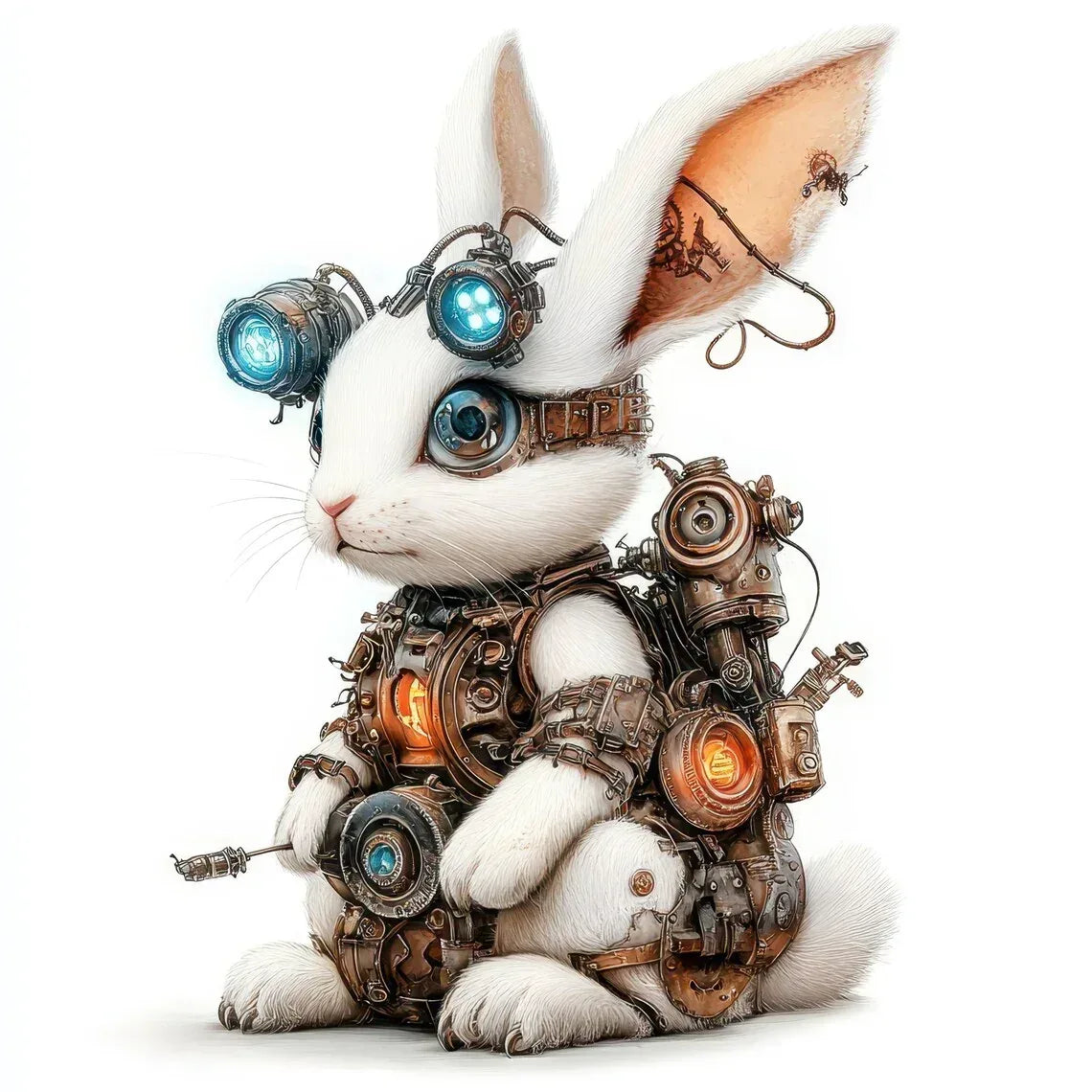 Wandbild Steampunk Hase 3x Kunstdruck auf Leinwand direkt zum Aufhängen | Wandbild Galerie