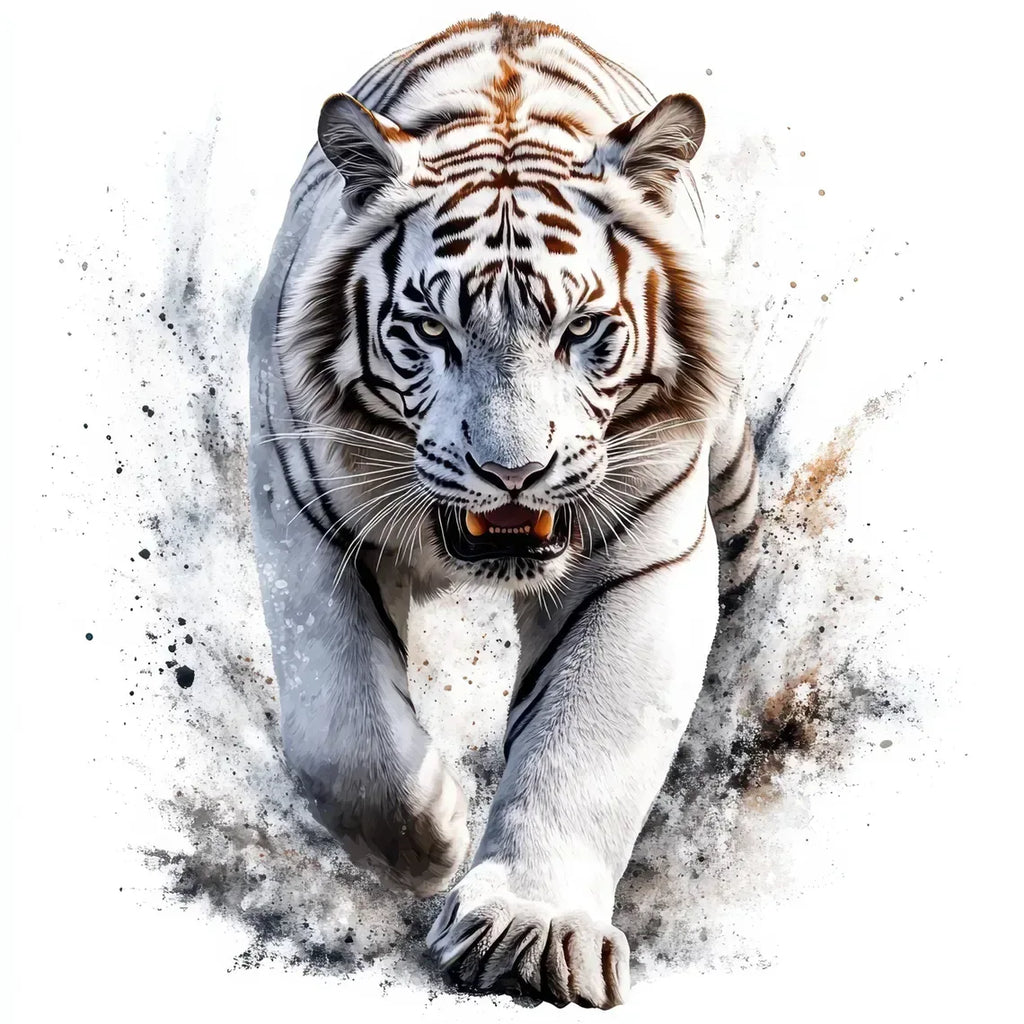Wandbild weisser Tiger Kunstdruck auf Leinwand direkt zum Aufhängen | Wandbild Galerie