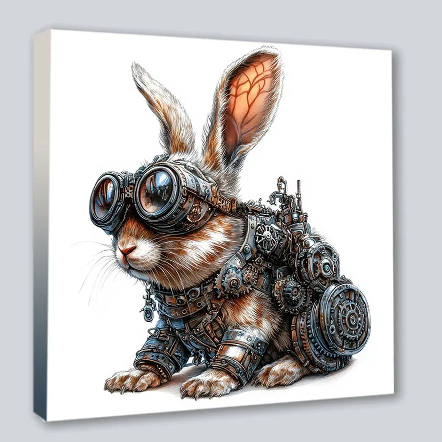 Wandbild Häschen 7 Steampunk Kunstdruck auf Leinwand | Wandbild Galerie
