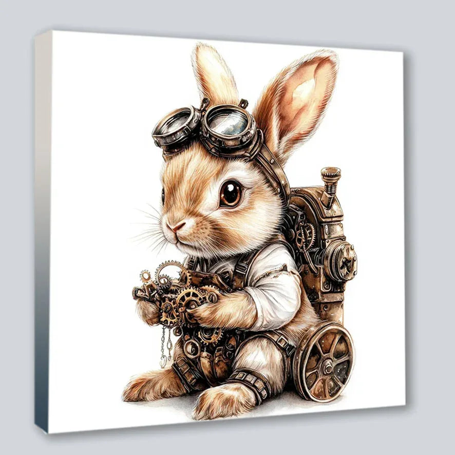 Wandbild Häschen 3 Steampunk Kunstdruck auf Leinwand | Wandbild Galerie