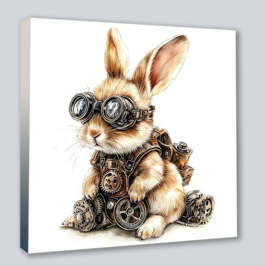 Wandbild Häschen 2 Steampunk Kunstdruck auf Leinwand | Wandbild Galerie