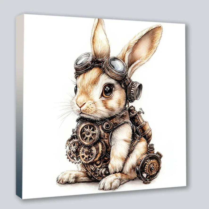 Wandbild Häschen Steampunk Kunstdruck auf Leinwand | Wandbild Galerie