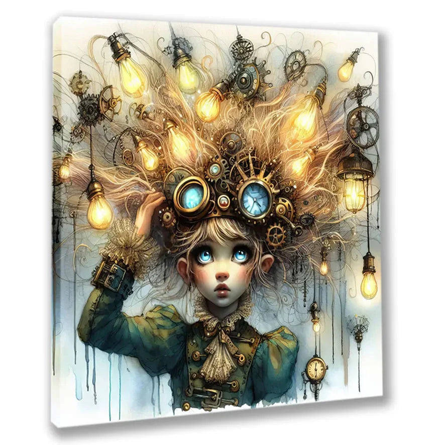 Wandbild Mädchen Elfe 10 Steampunk Kunstdruck auf Leinwand | Wandbild Galerie
