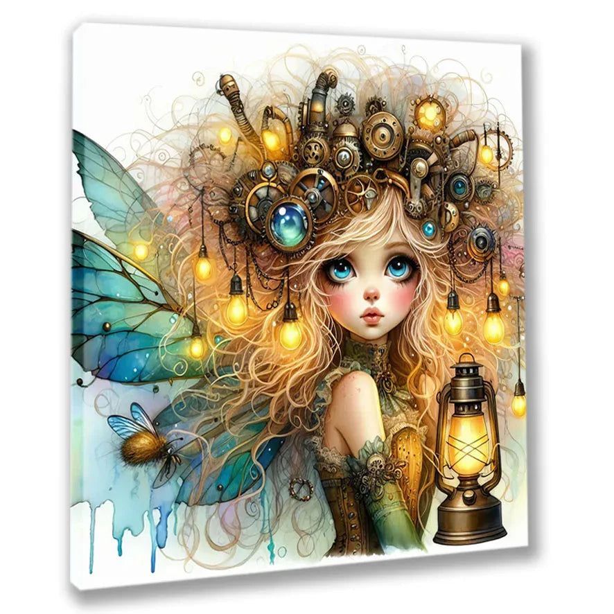 Wandbild Mädchen Elfe 7 Steampunk Kunstdruck auf Leinwand | Wandbild Galerie