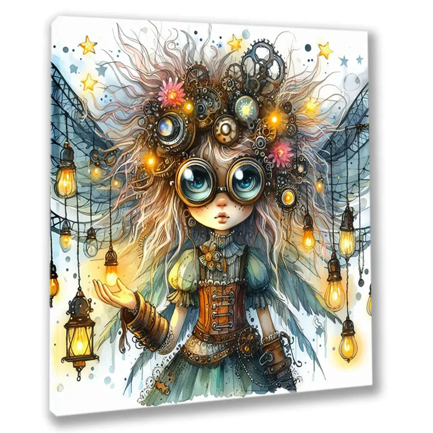 Wandbild Mädchen Elfe 5 Steampunk Kunstdruck auf Leinwand | Wandbild Galerie